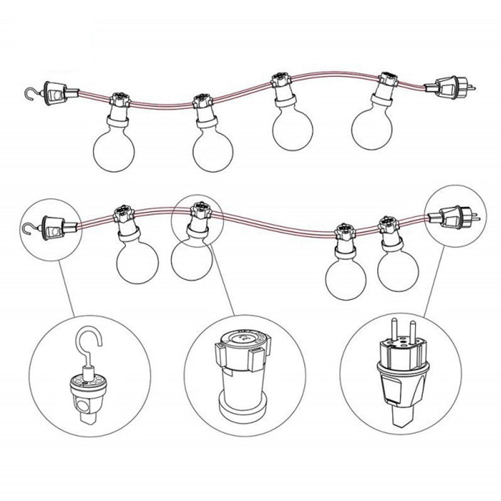 String Lights Black Lampholder for lampshades